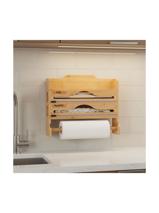 Relaxdays Suport Pentru Prosoape De Hârtie Din Lemn Bej 27x9cm 10051752