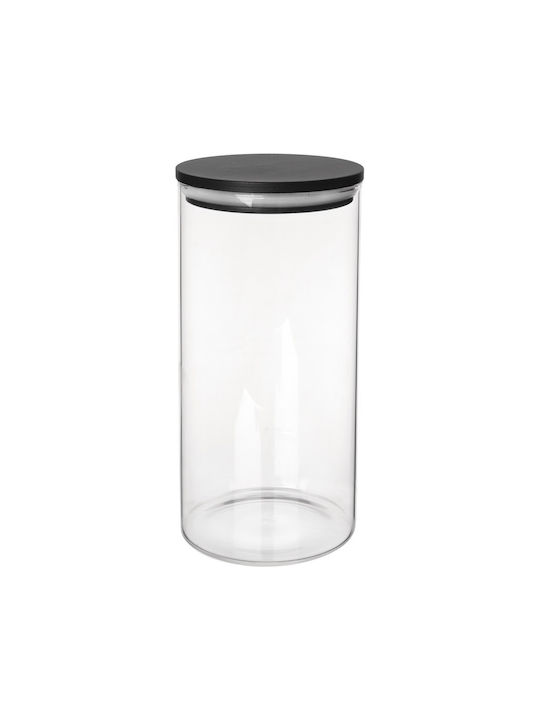 Orion Glasvase für Kaffee / Nudeln mit Deckel Schwarz 980ml