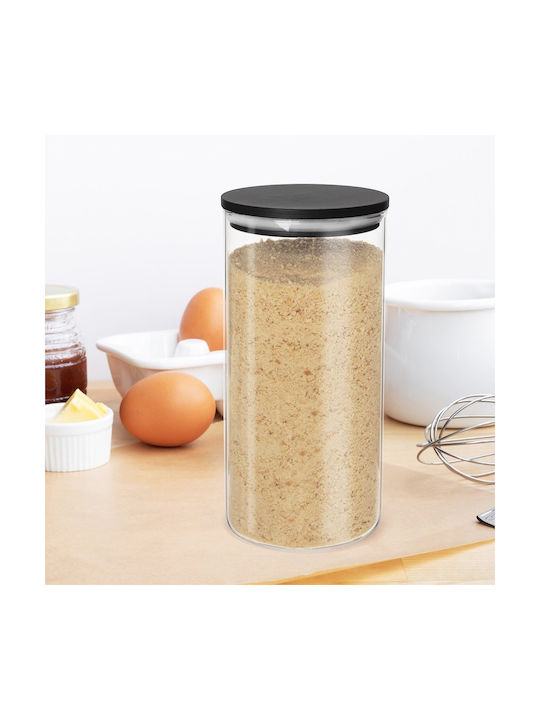 Orion Glasvase für Kaffee / Nudeln mit Deckel Schwarz 980ml