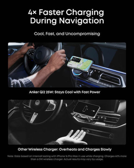 Anker Prime MagGo AirCool Car Mobile Mount with Adjustable Hooks and Wireless Charging Black