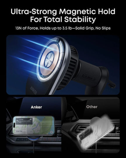 Anker Prime MagGo AirCool Car Mobile Mount with Adjustable Hooks and Wireless Charging Black