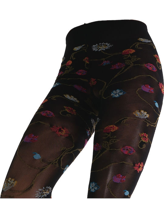 Women's Pantyhose 80 Den Black Floral