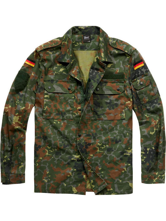 Дълъг Ръкав Overshirt с Стандартна Кройка Камуфлажен Флектарн