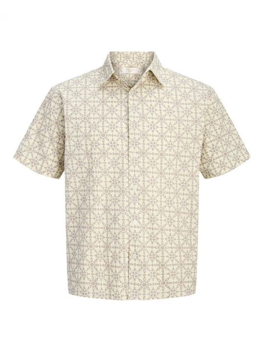 Short Sleeve Shirt in Wide Fit Beige