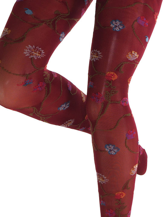 Γυναικεία Καλτσάκια 80 Den Κόκκινα Floral