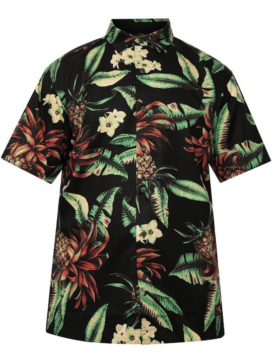 Hawaiian Short-sleeved Shirt Floral Black