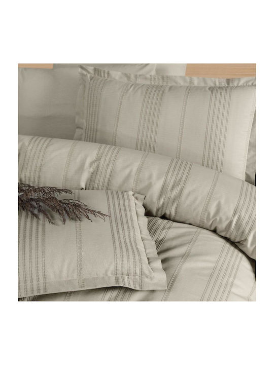 Clasy Home Подредба Пликове За Завивки 200x220см Двойна С 2 Калъфки За Възглавници И 1 Чаршаф Бежов