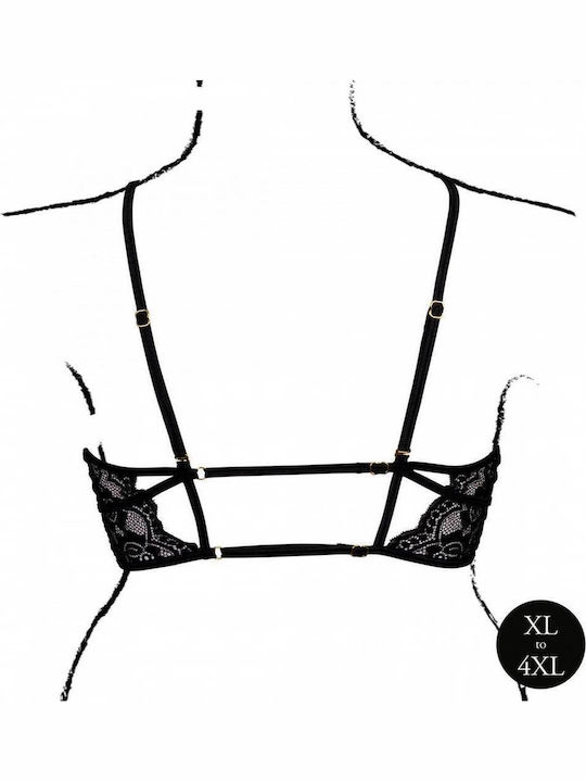 Μαύρο Ανοιχτό Σουτιέν Δαντέλα Le Désir Amour Open Cup Triangle Bra Lace & Adjustable Sliders Queen Size Black