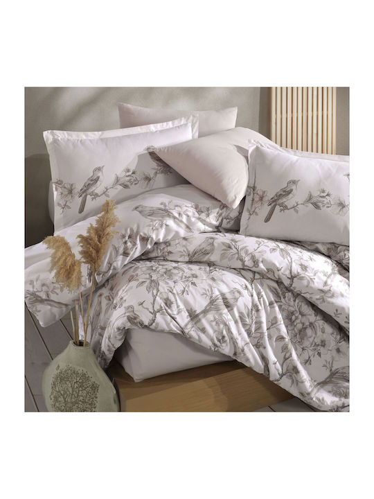 Clasy Home Подредба Пликове За Завивки (2 Бр) 100% Памук 150x220см Единична С Калъфка За Възглавница И 1 Чаршаф Сив