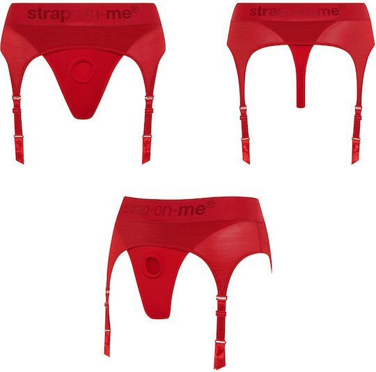 Chiloti cu ham pentru strap-on, lenjerie harness Rebel S rosu