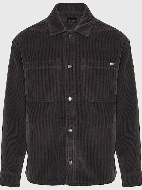 Дълъг Ръкав Рипсено Кадифе Overshirt Сив