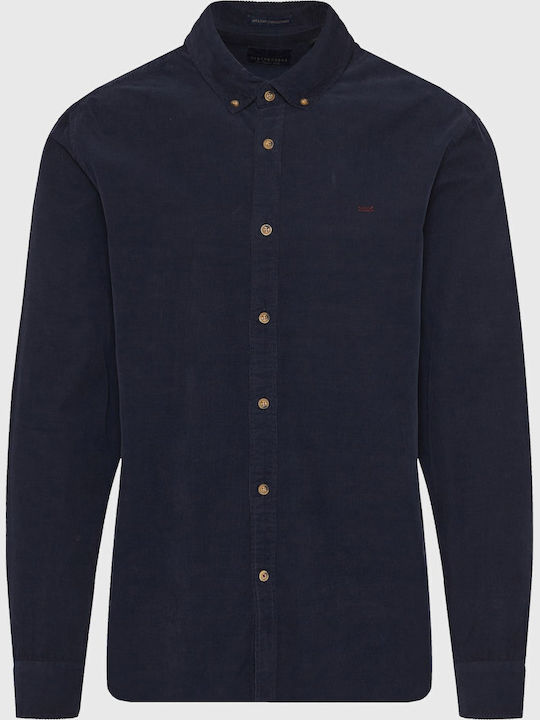 Long-sleeved Corduroy Shirt Navy Blue