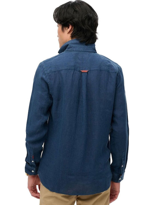 Superdry D2 Stud Vacation Λινό Πουκάμισο Blue