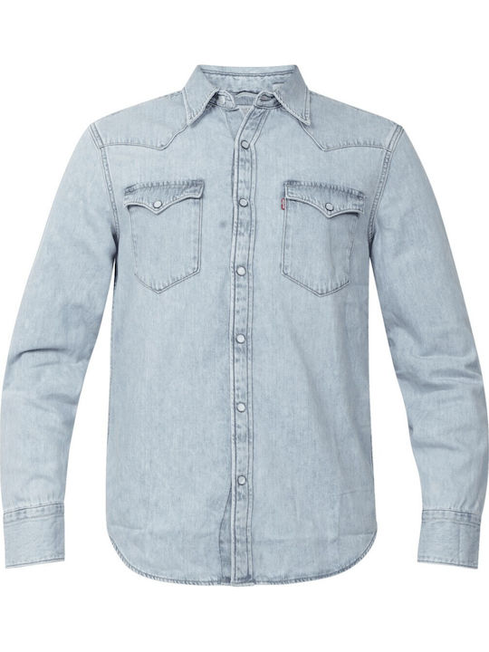 Western Long Sleeve Shirt Worn In Blue