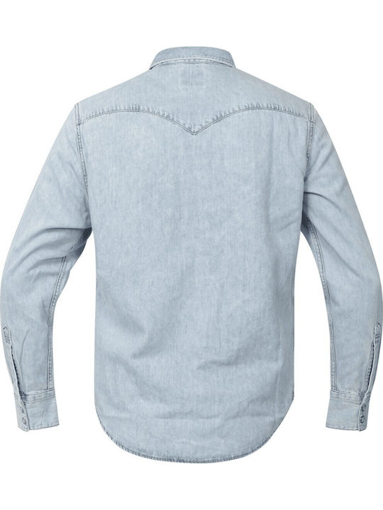 Western Long Sleeve Shirt Worn In Blue