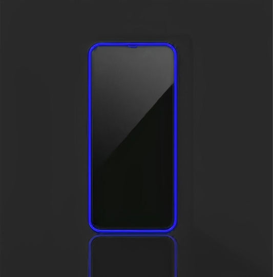 Folie Protectie Telefon Tempered Glass Apple iPhone 15 Flippy Luminous Neon Fosforescent Silicon Margine Mat Anti-Amprente Protectie Completa 9h Albastru