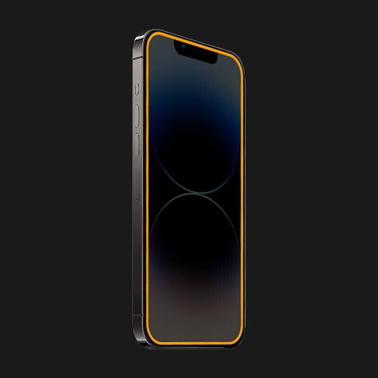 Tempered Glass Screen Protector Apple Iphone 15 Flippy Luminous Neon Phosphorescent Silicone Edge Matte Anti-fingerprint Full Protection 9h Orange