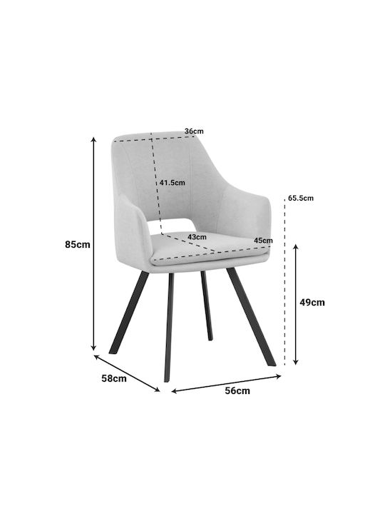 Nordo Metallic Dining Armchairs Cream 2pcs 56x58x85cm