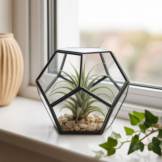Relaxdays Διακοσμητικό Βάζο Γυάλινο Μαύρο 14x12xΥ14cm