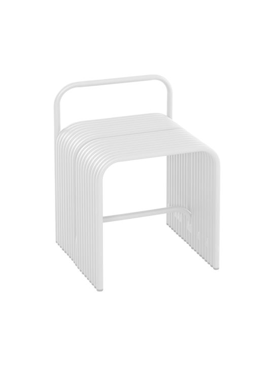 Living Room Stool with Backrest Metallic Intrepid White 40x38x55cm