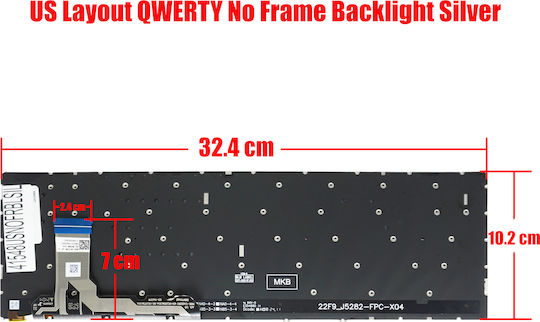 Laptop Keyboard Asus Vivobook 15 Nsk-uae2bu Dsn715as Dsn715bs Xr-8400w 4h+nlh0m20a 6k+nlhtm20a US No Frame Backlit Silver Cod.41548usnofrblsil