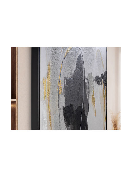 Acrylic Painting 75x100 Rasgos I White Grey Ecru Black Beige Gold