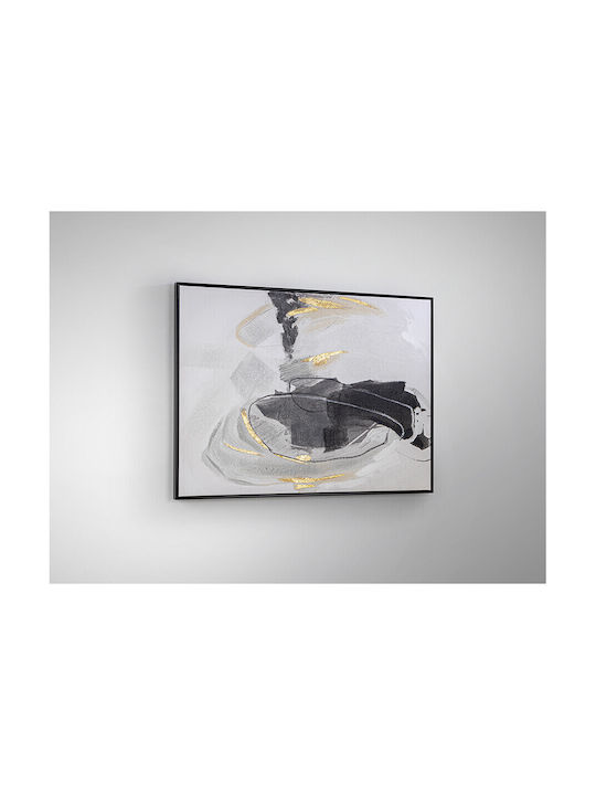 Acrylic Painting 75x100 Rasgos I White Grey Ecru Black Beige Gold
