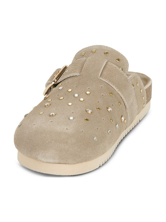 Carmela Footwear Дамски Кожени Анатомични Сабо Бежови