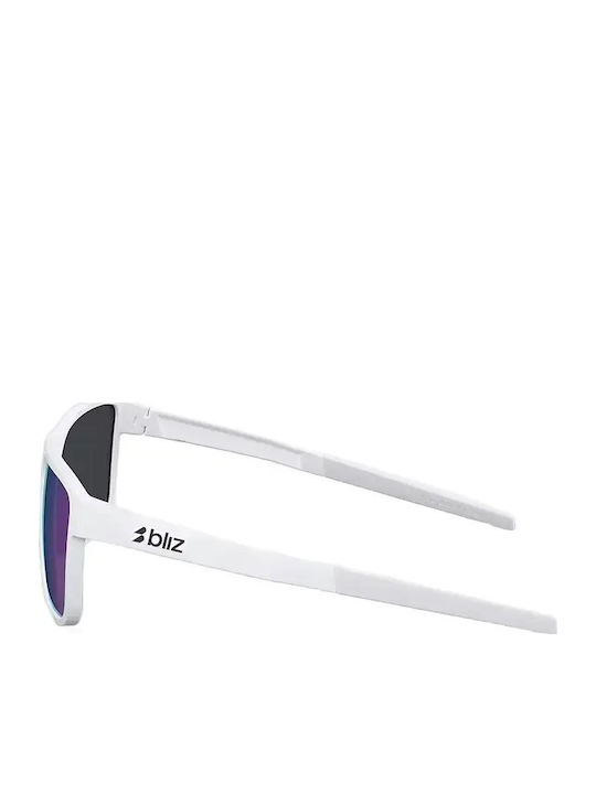 Bliz Unisex Sonnenbrillen mit Weißem Rahmen und Blauem Spiegelglas 702704