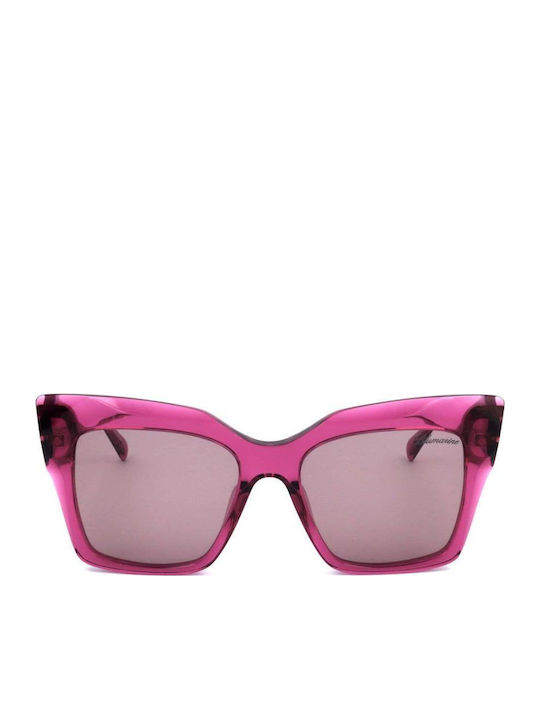 Blumarine Women's Sunglasses with Pink Plastic Frame and Brown Lens