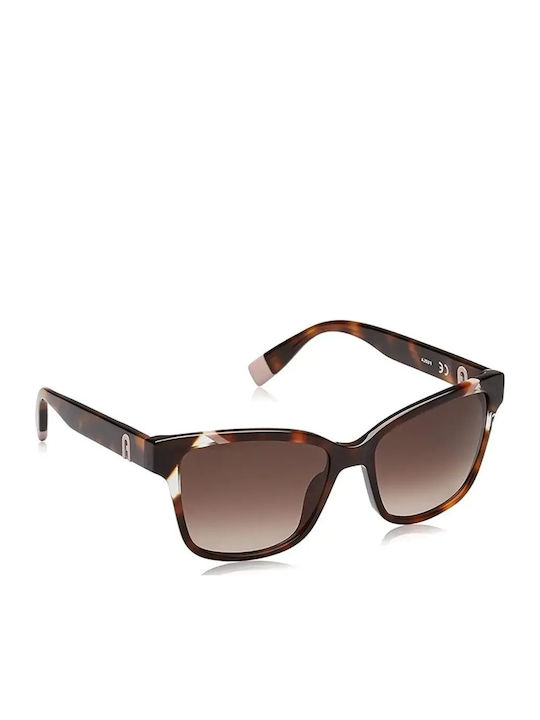 Furla Unisex Sunglasses With Brown Tartaruga Horn-Rimmed Frame And Brown Gradient Lens SFU470 01AY