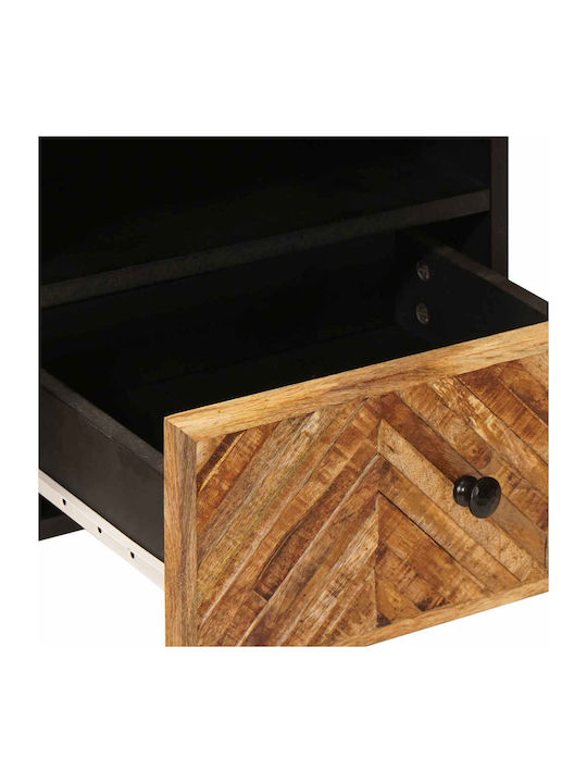 Rectangular Central Coffee Table Made of Solid Wood with Drawers Brown L80xW54xH40cm
