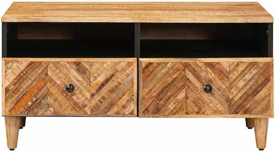 Măsuță Centrală Rectangulară din Lemn Masiv cu Sertare Maro M80xL54xÎ40cm