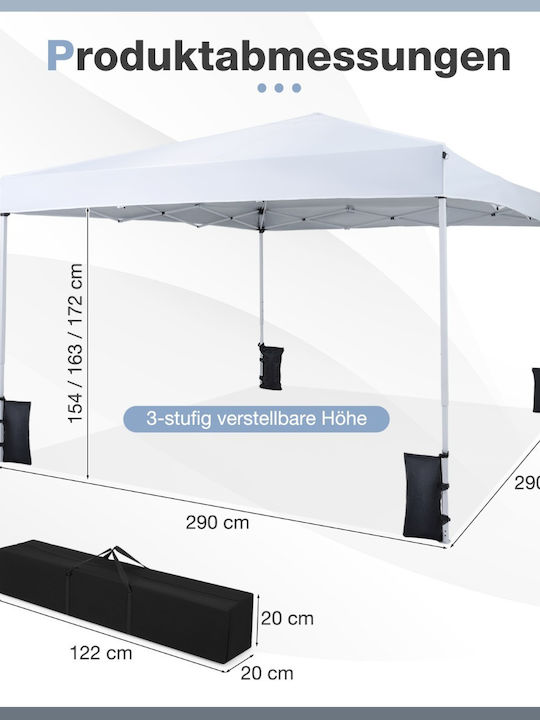 Costway Foldable Garden Gazebo White 2.9x2.9m