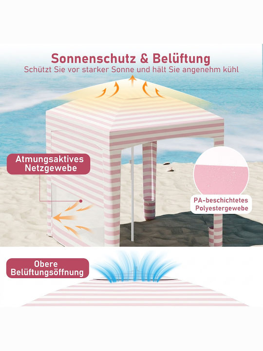 Costway Seitliche Sonnenschirm-Rolle für Garten Rosa 2,45x1,85m