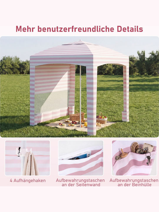 Costway Seitliche Sonnenschirm-Rolle für Garten Rosa 2,45x1,85m