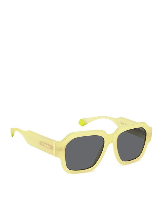 Polaroid Sunglasses with Yellow Plastic Frame and Gray Lens PLD6212/S/X 40G/M9