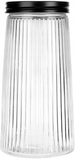 Vilde Glasvase für Kaffee / Nudeln mit Deckel Schwarz 1400ml