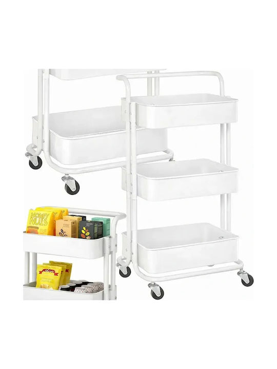 Verk Group Kitchen Trolley Metallic 3 Tiers White 40x36x76cm