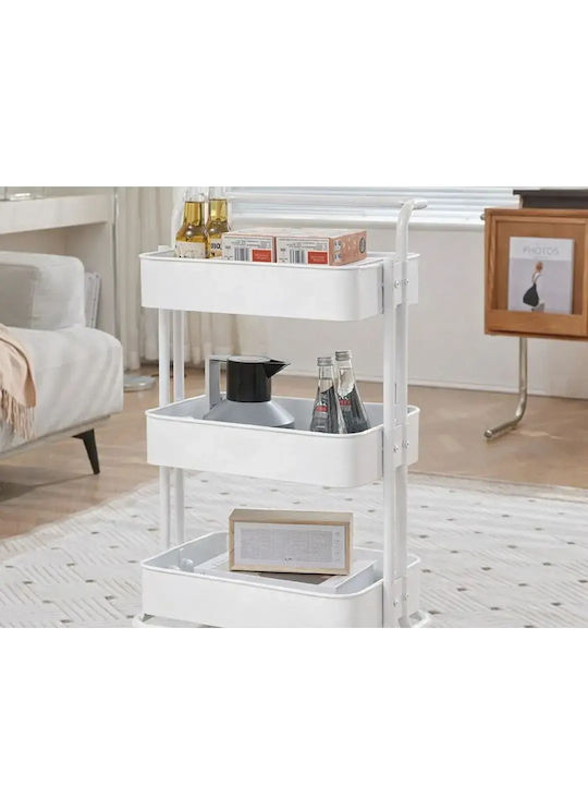 Verk Group Kitchen Trolley Metallic 3 Tiers White 40x36x76cm