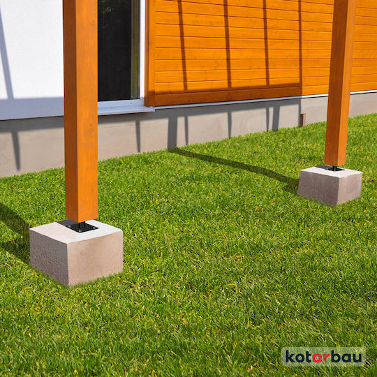 Kotarbau Suport Reglabil Din Oțel Cu Șurub Pentru Stâlp Ancoră Pergole Vânt M24 Filet Antracit 110 X 252 Mm Set 4 Bucăți