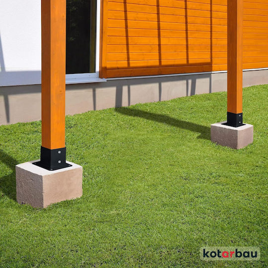 Wooden Post Base Screwed To Concrete Black Steel 60x60 Mm 2 Pcs