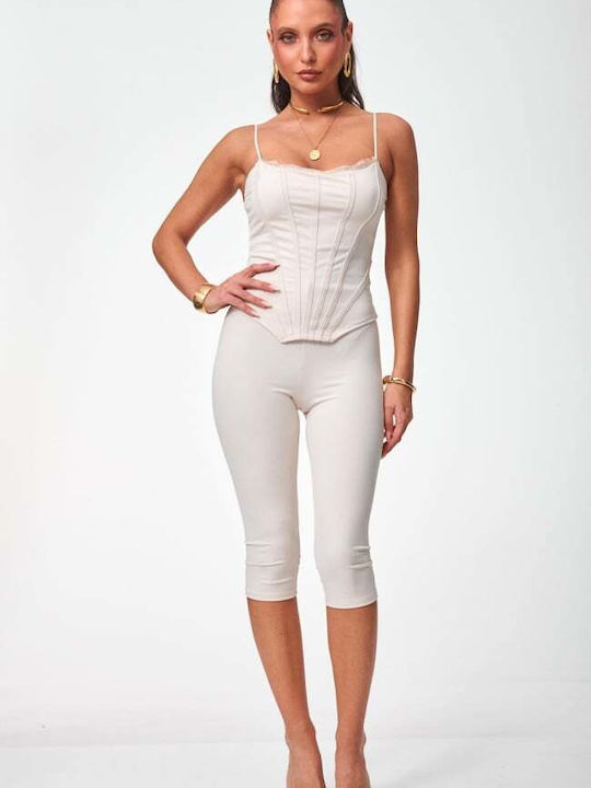Women's Blouse with Lace Beige