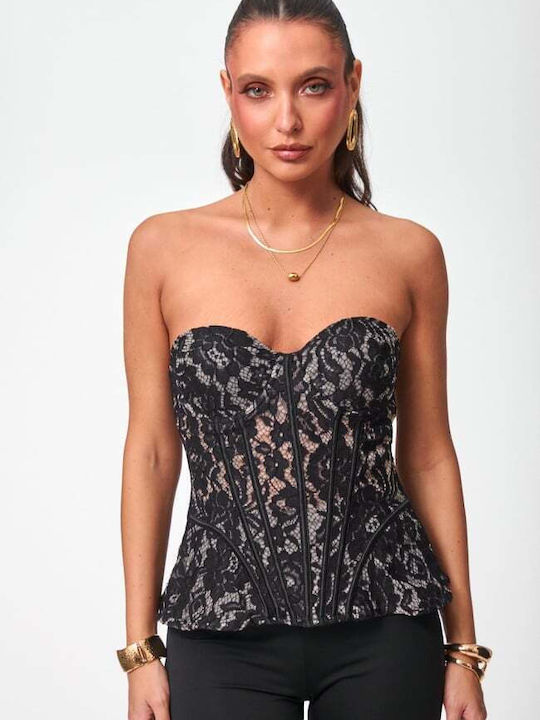 Women's Blouse Corset Top Black