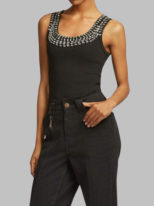 Women's Cotton Sleeveless Black Blouse