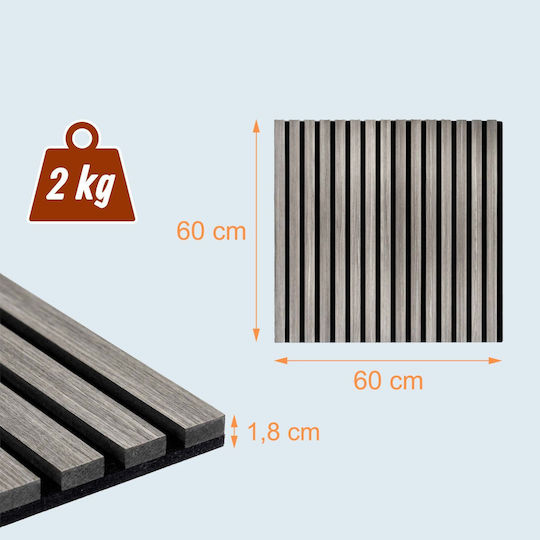 Panouri Decorative 3D Din MDF Gri 60x60cm 4 Bucăți