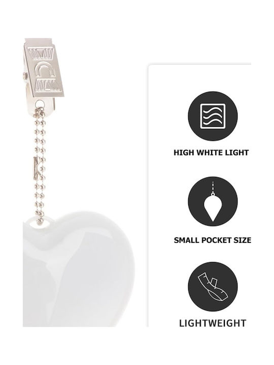 Bag Light Touch Sensor 2 Lighting Modes Clip Keychain Heart Shape 00773 White