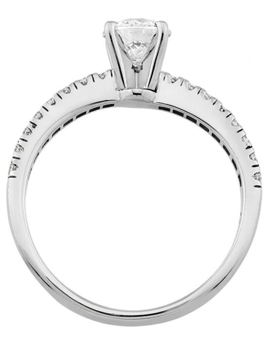 Al'Oro Einzelner Steine Ring aus Weißgold 18K mit Diamant