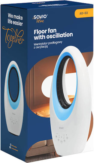 Savio AD-03 Ανεμιστήρας Χωρίς Πτερύγια 65W με Τηλεχειριστήριο Λευκός