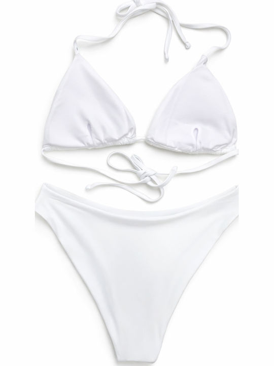 Set Bikini 3 Τεμαχίων Σορτς Λευκό